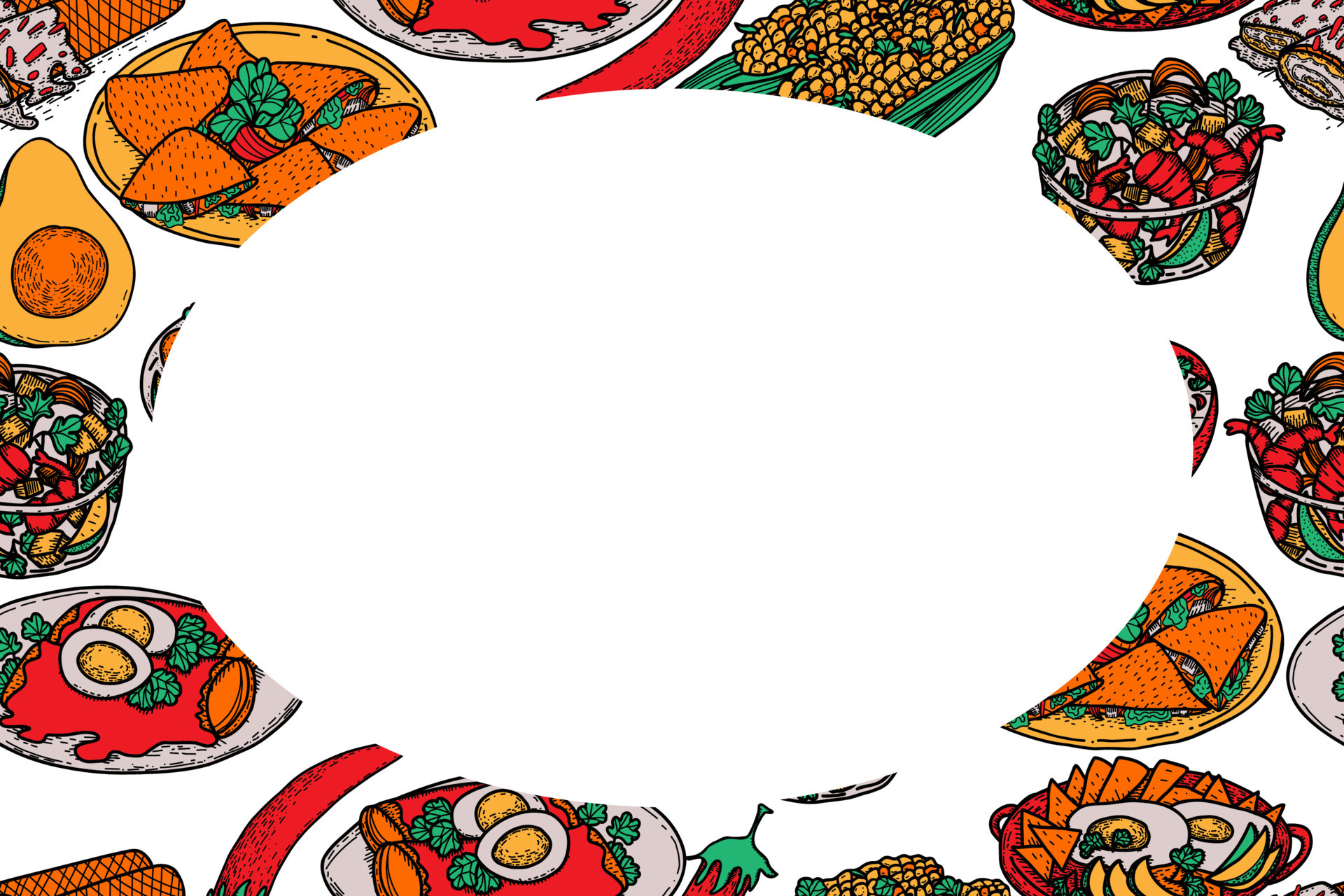 vector-food-template-latin-american-cuisine-frame-mexican-food
