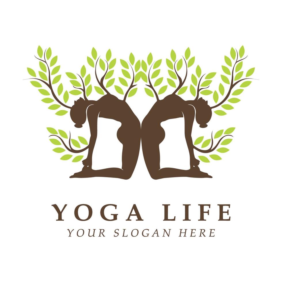 logotipo de yoga y vector con plantilla de eslogan