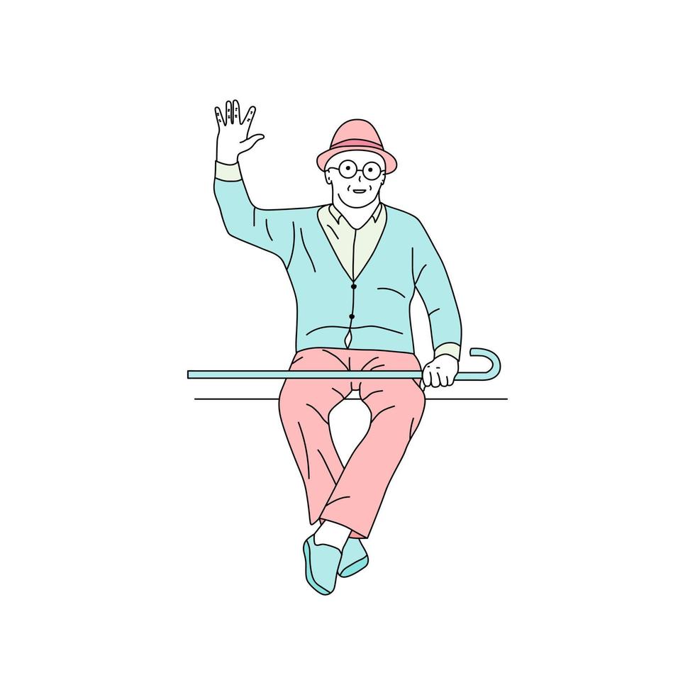 illustration of people waving, illustrations of people greeting vector
