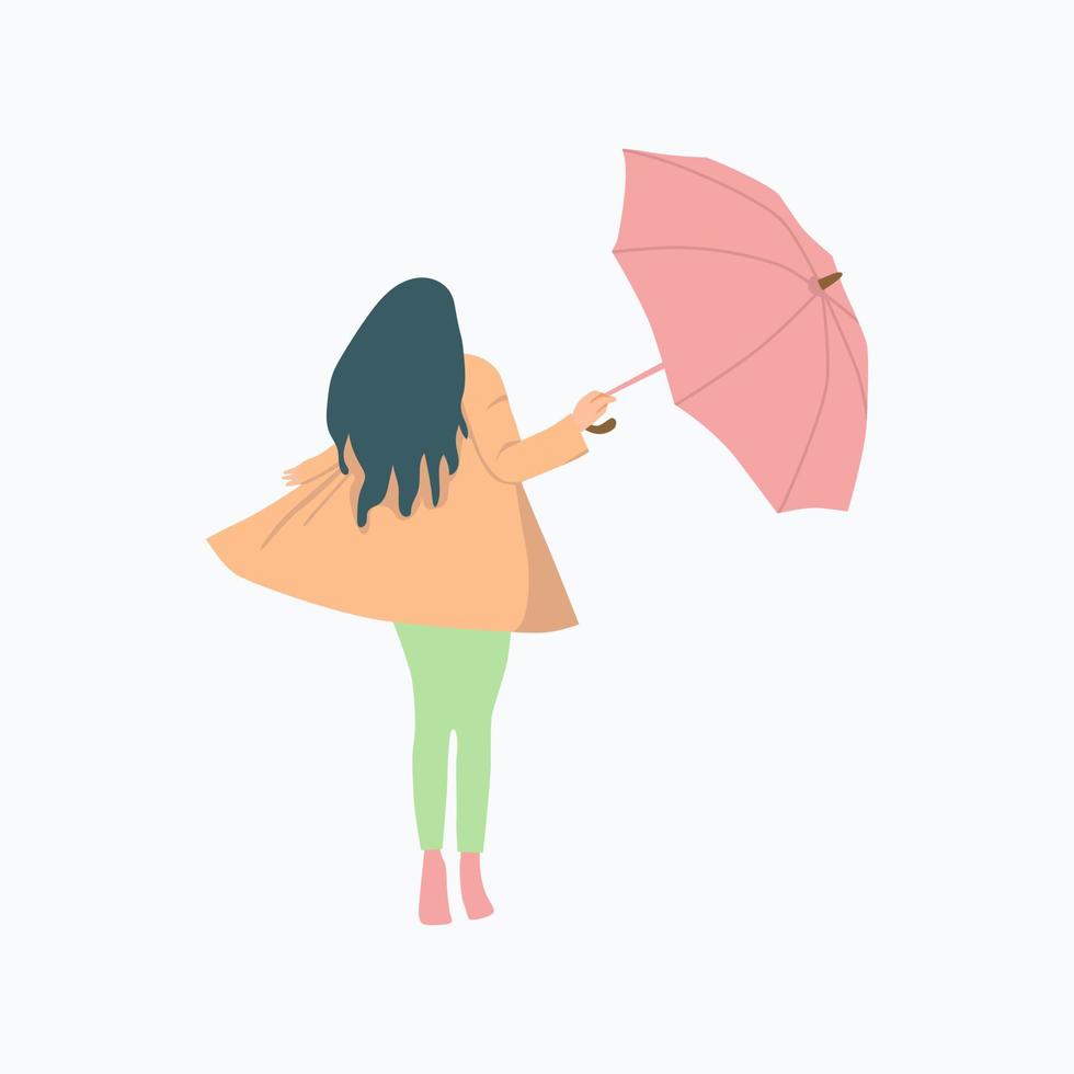 simple illustration of a person holding an umbrella vector