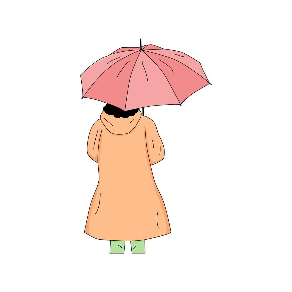 ilustración de una persona sosteniendo un paraguas, gente bajo la lluvia usando un paraguas vector