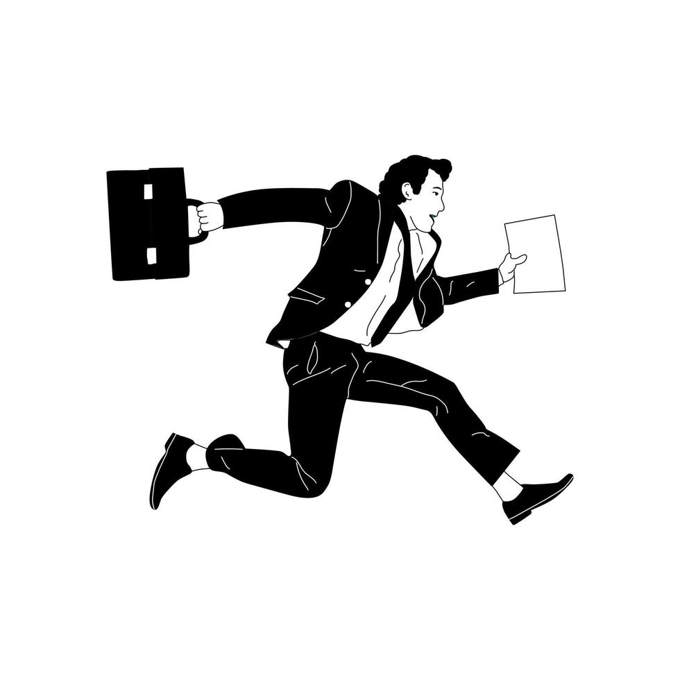 simple illustration of businessman running vector