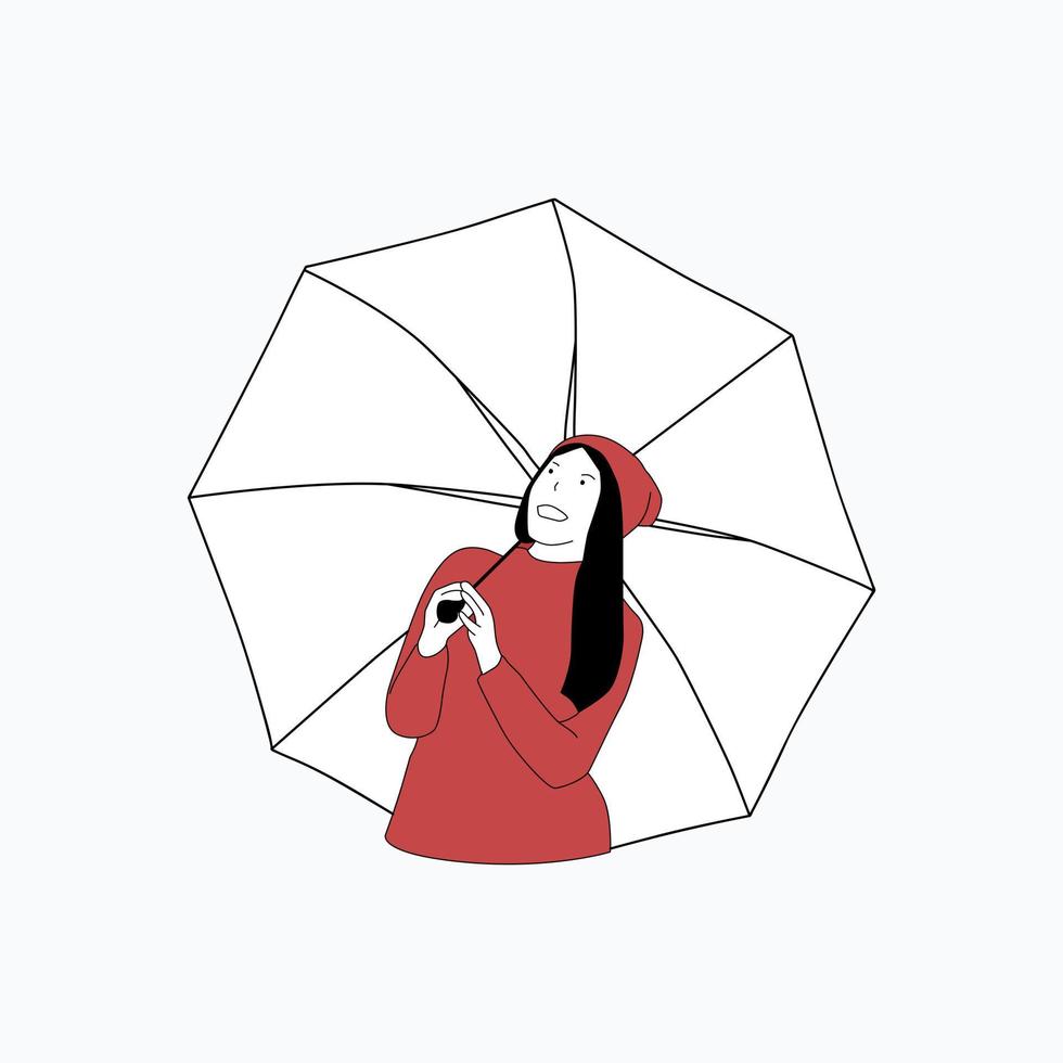 simple illustration of a person holding an umbrella vector