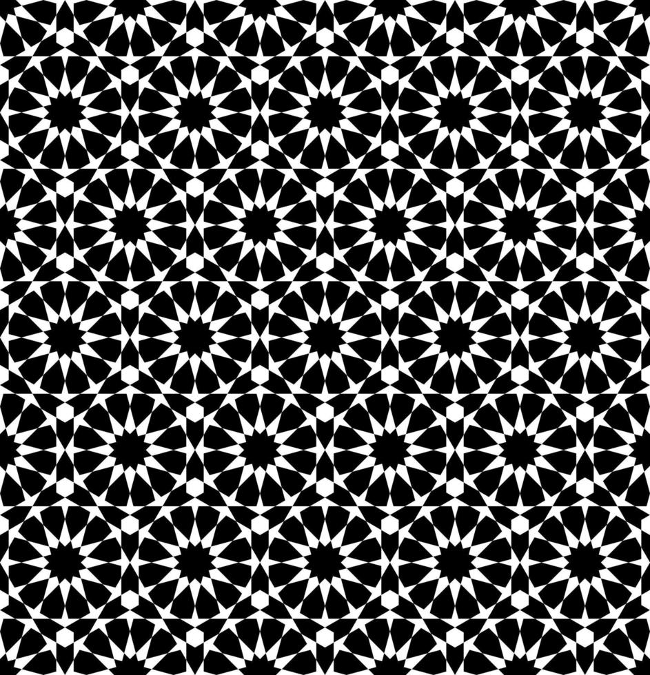 Twelve Pointed Star Pattern White Black Seamless Background vector