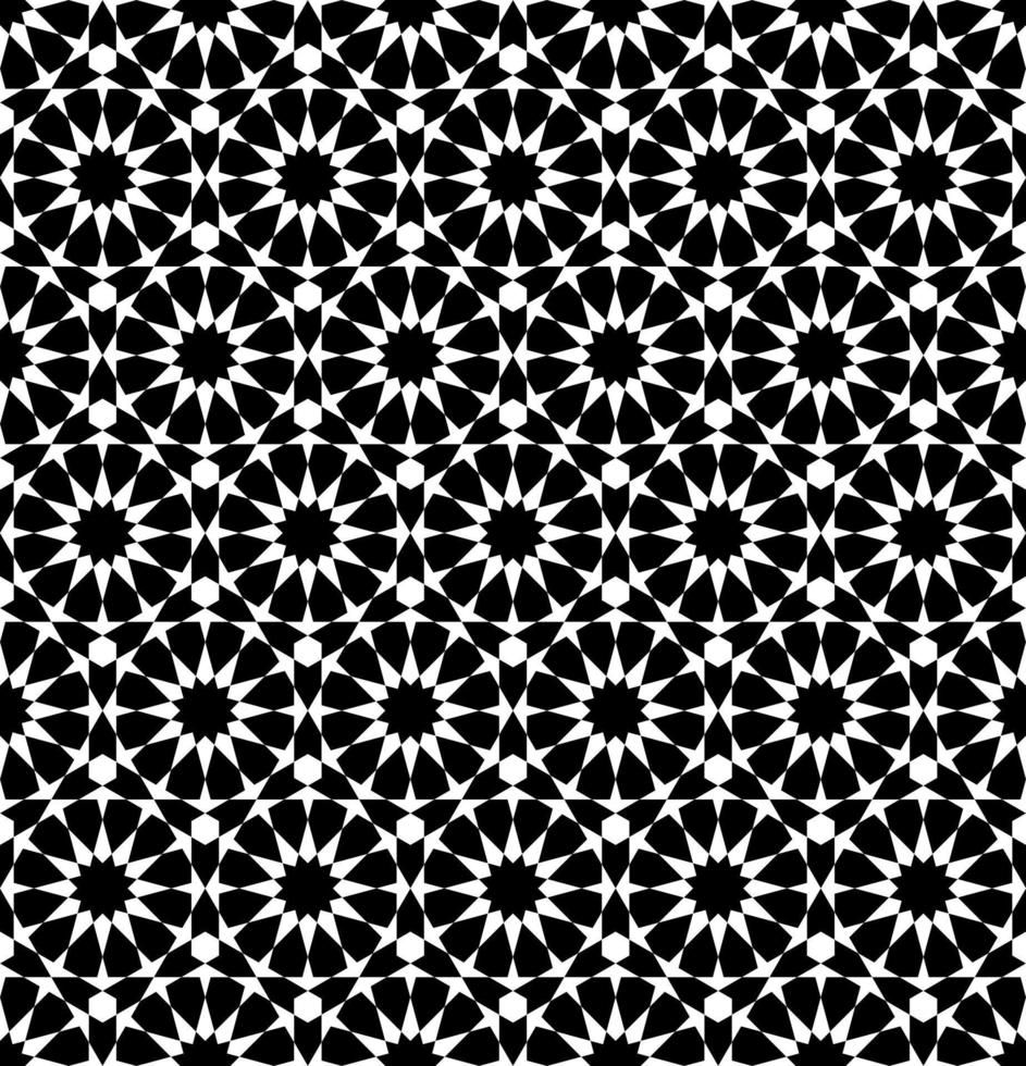 Twelve Pointed Star Pattern White Black Seamless Background vector