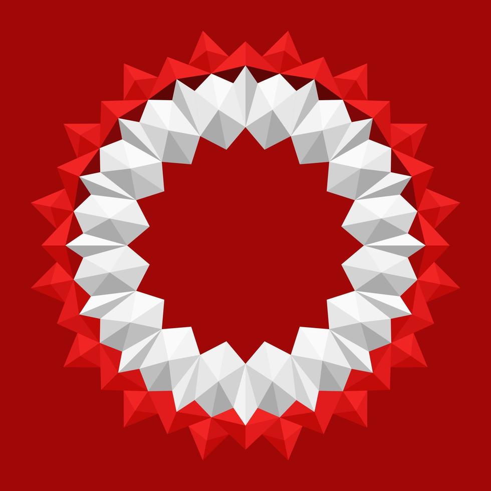 3d Geometric Flower Pattern White Red vector