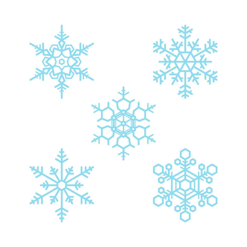 conjunto de patrones de colección de iconos de copo de nieve azul vector