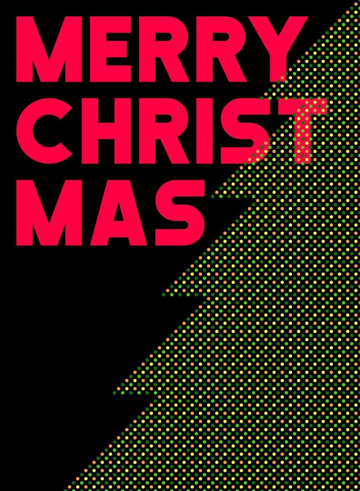 Polka Dot Style Poster Merry Christmas Red vector