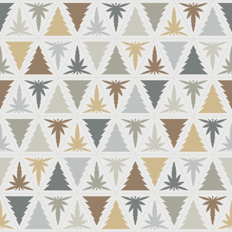 patrón de marihuana de árbol de navidad de fondo marrón gris vector