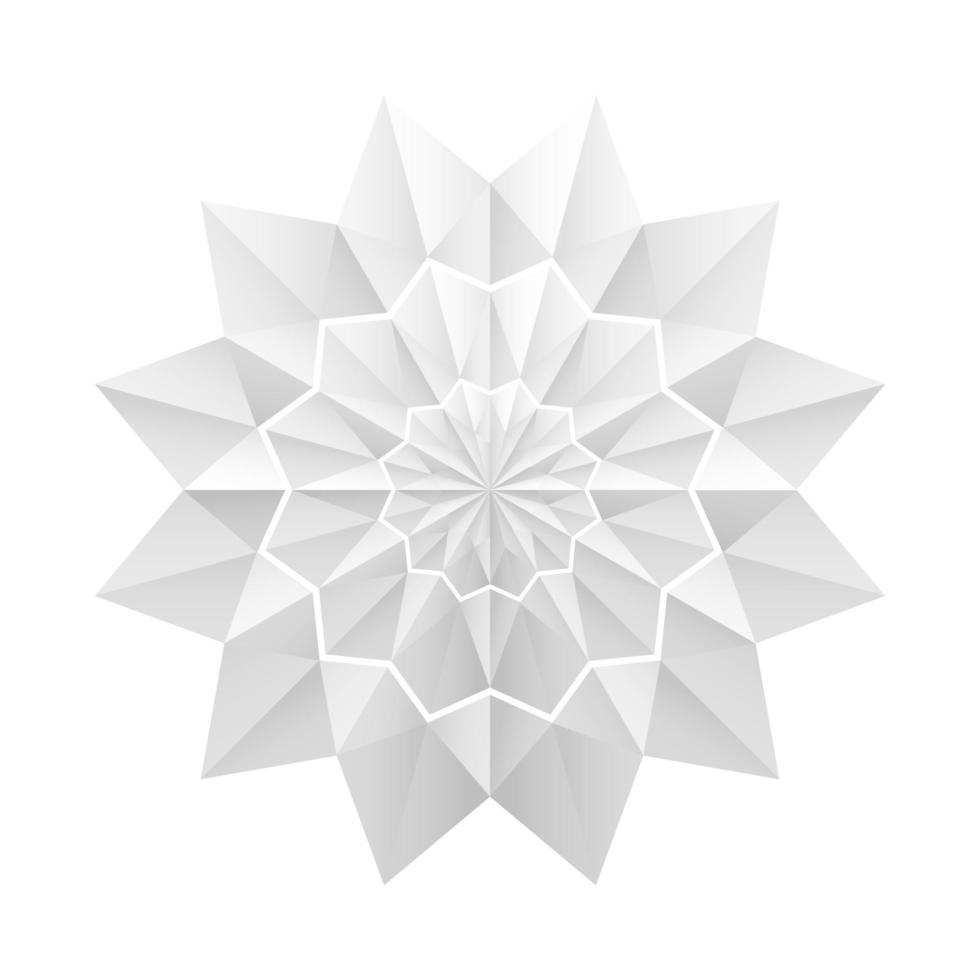 White Origami Flower Pattern Mandala Style 3D Geometric Shape vector