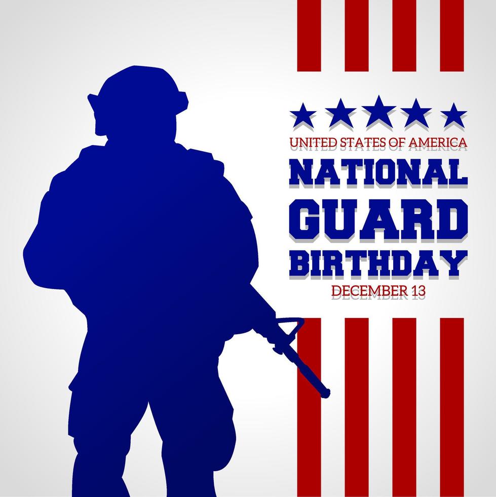 Happy birthday National Guard United States theme lettering. Vector