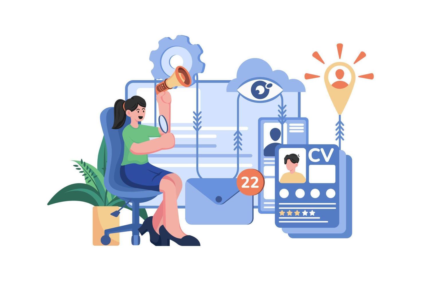 Recruitment Process Illustration concept. A flat illustration isolated on white background vector