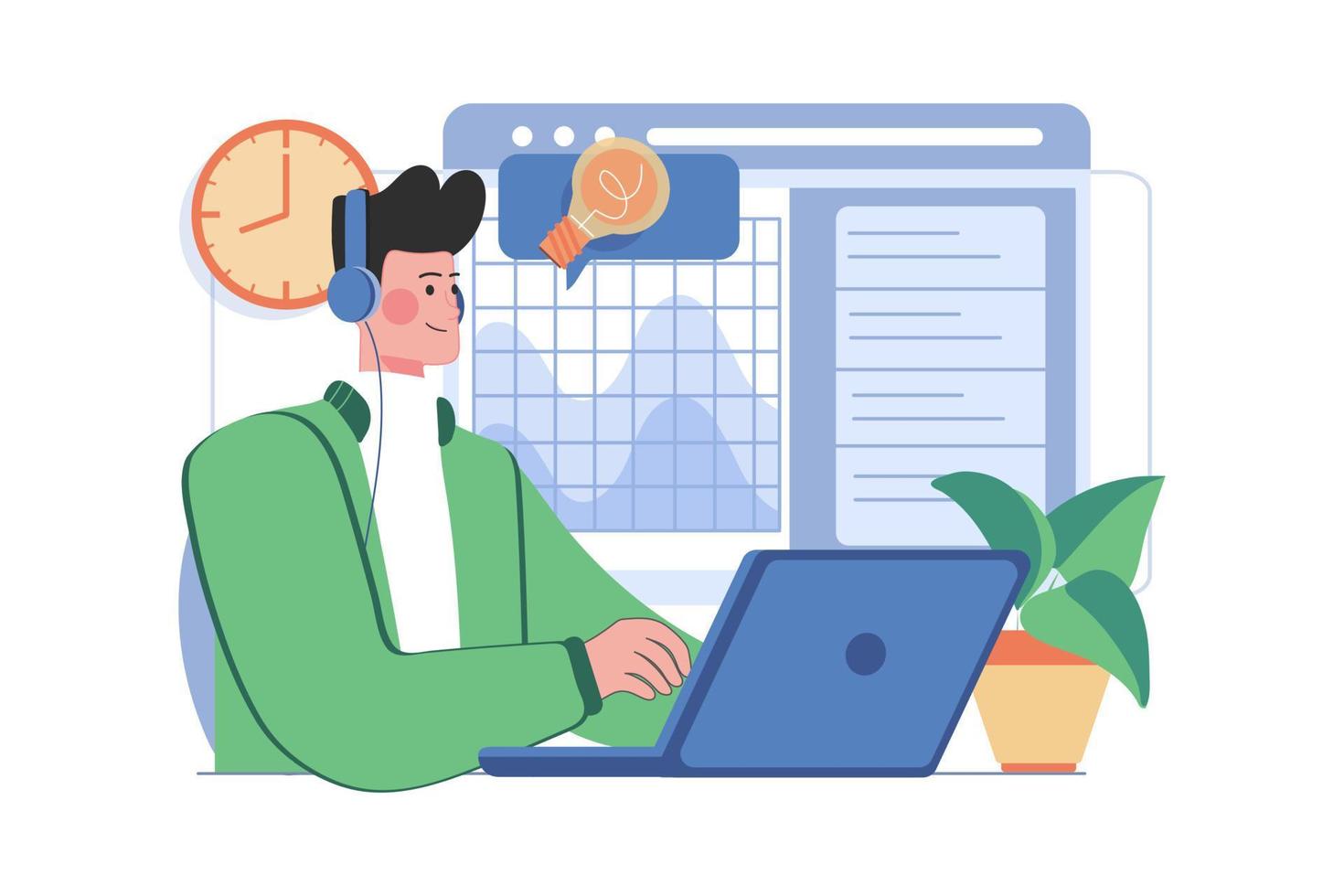 Businessman Working On Laptop Illustration concept on white background vector