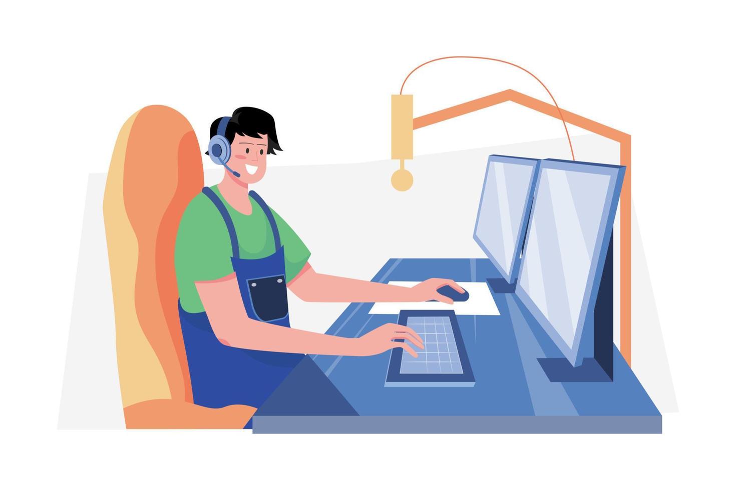 Online Game Streamer Illustration concept. A flat illustration isolated on white background vector