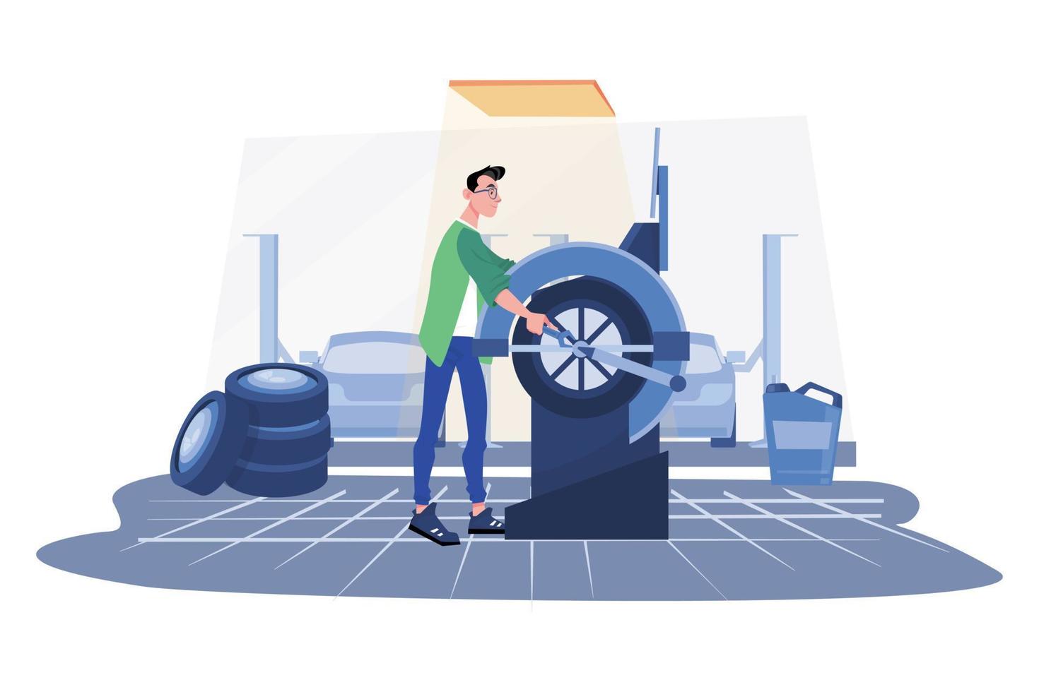 Tire Balancing Illustration concept on white background vector