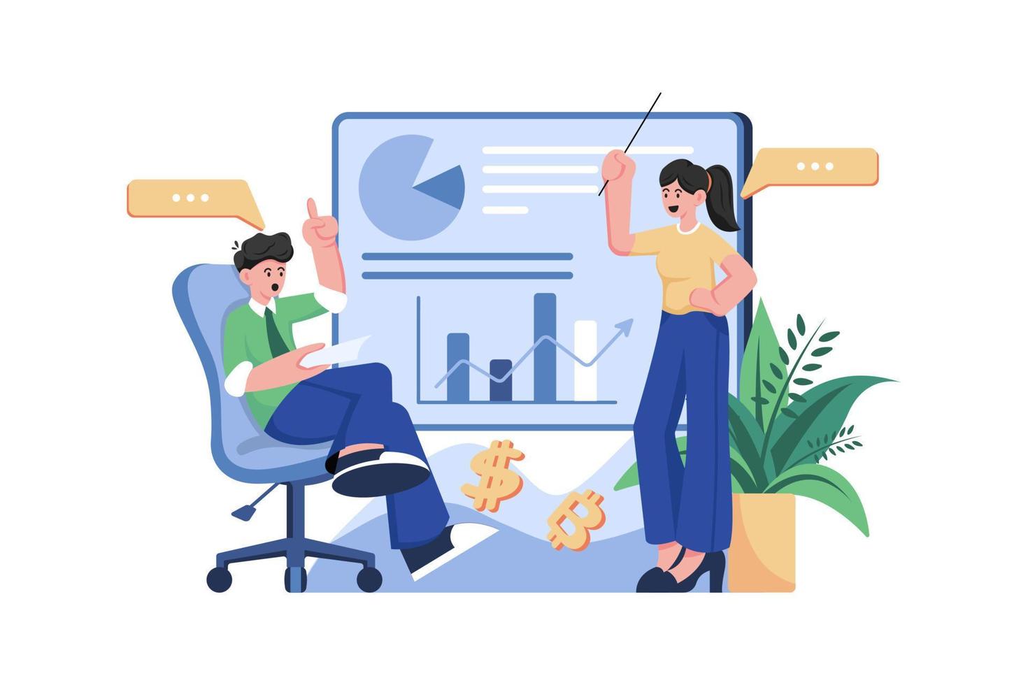 Employee Presenting Illustration concept. A flat illustration isolated on white background vector