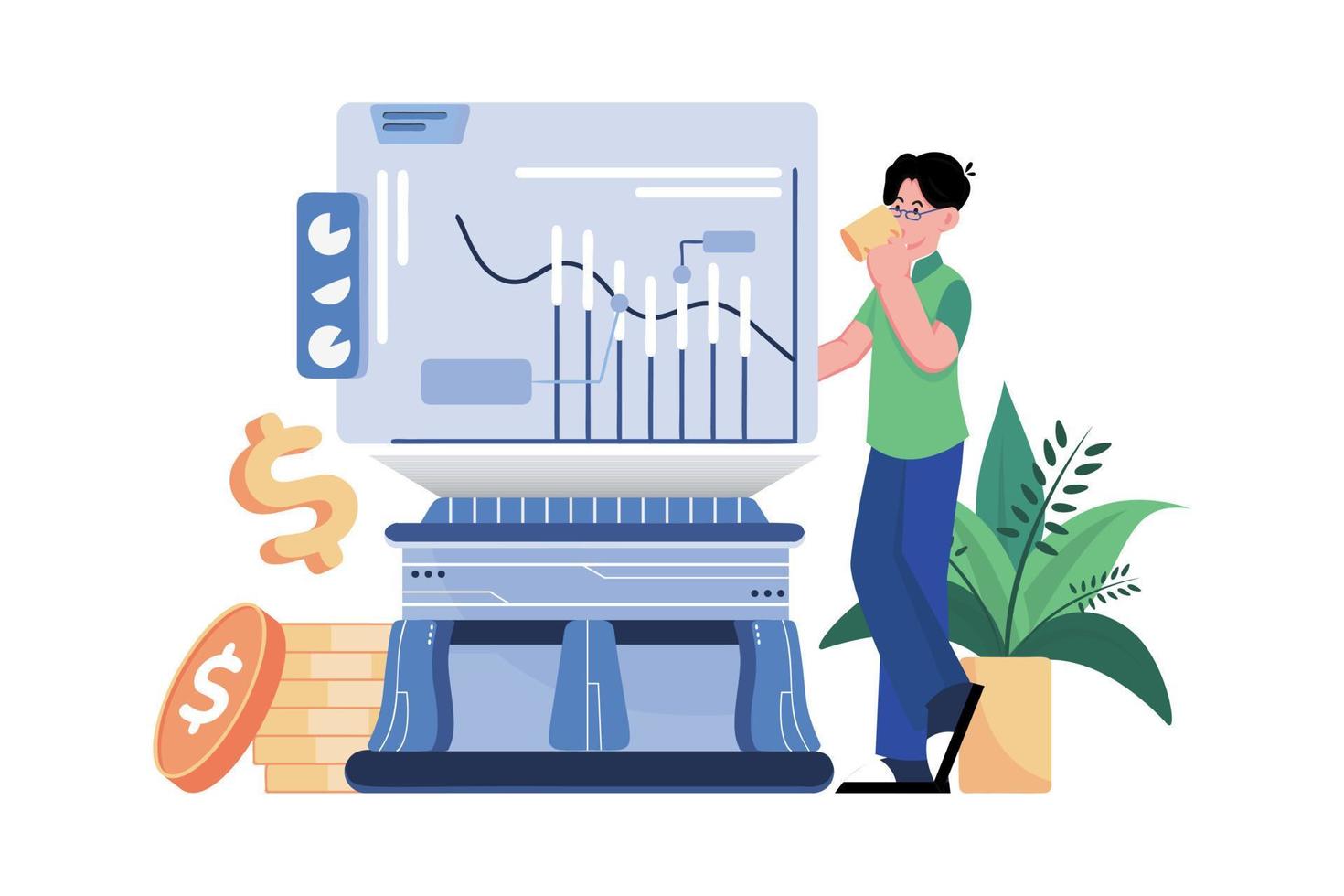 Finance Monitoring Illustration concept on white background vector