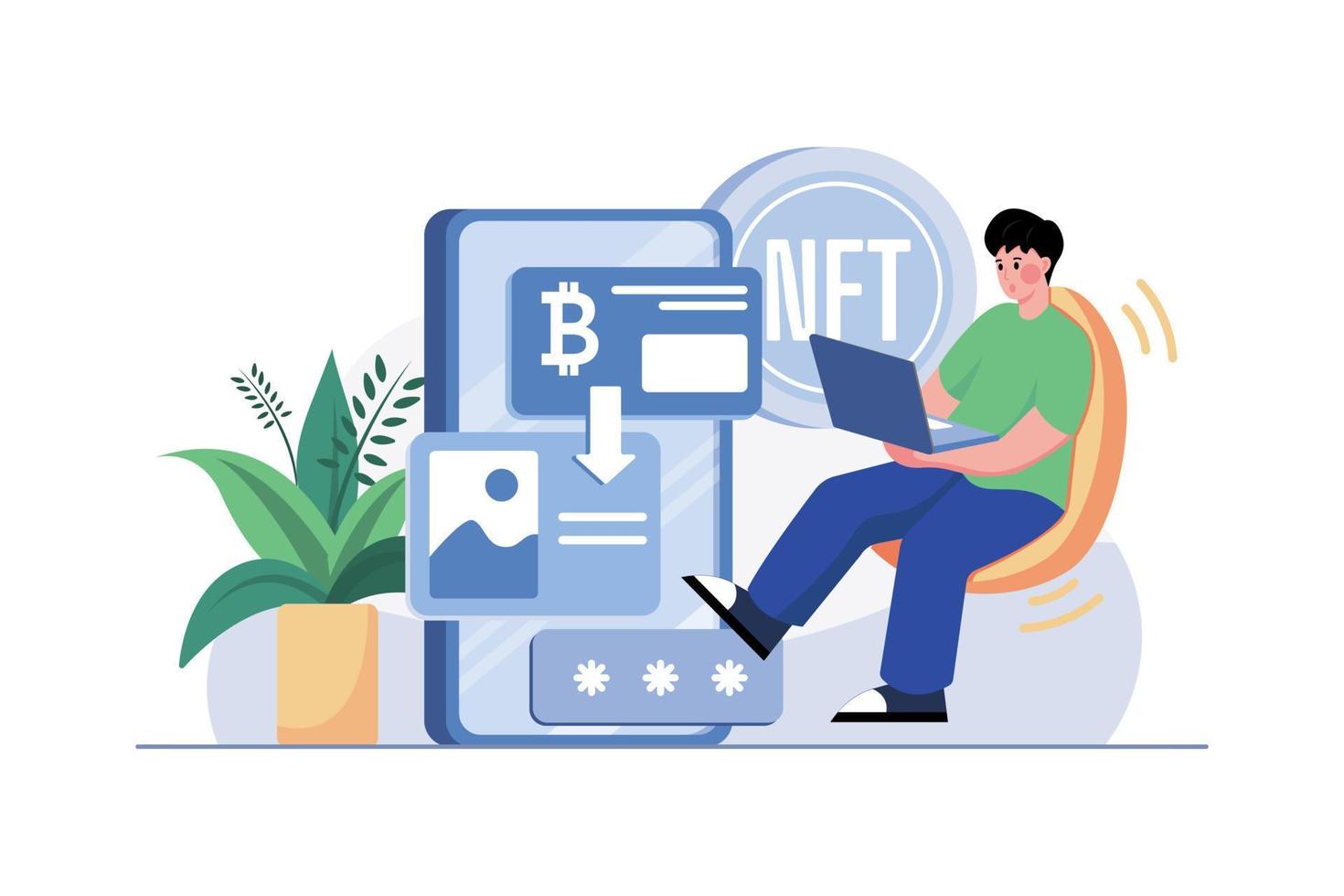 Non-fungible Token Illustration concept on white background vector