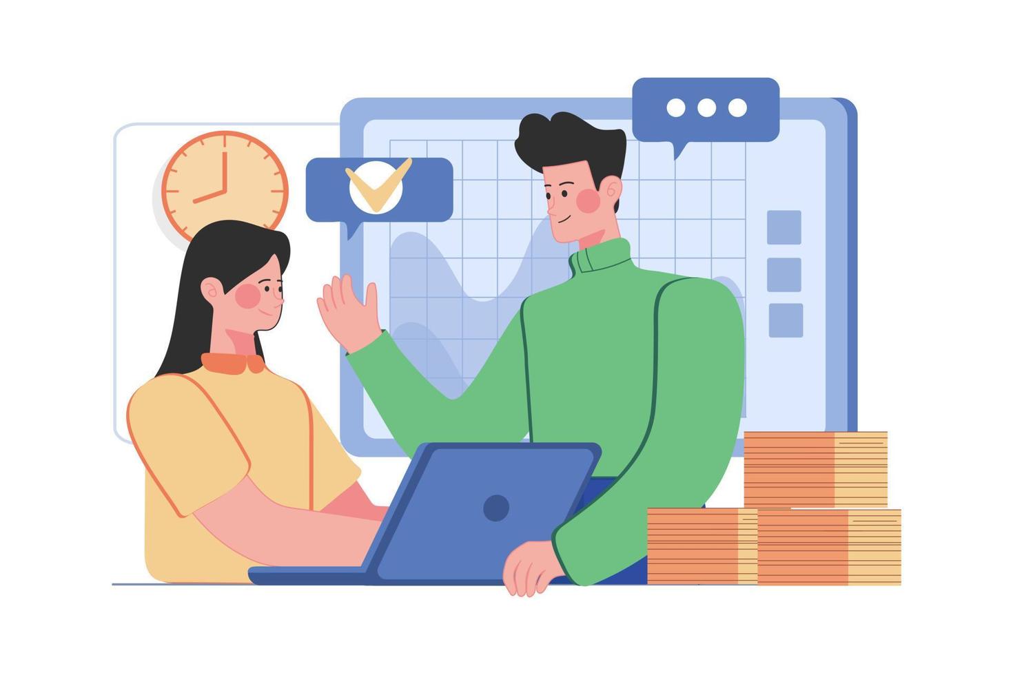 Manager Giving Training To Female Employee vector