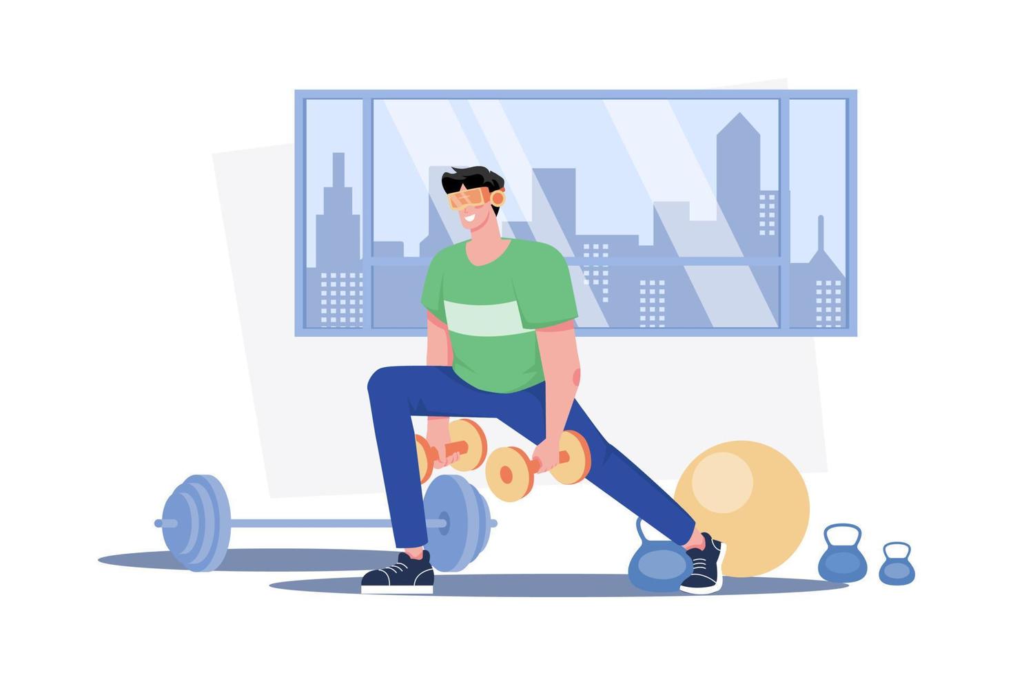 Man Exercising In The Metaverse Illustration concept. A flat illustration isolated on white background vector