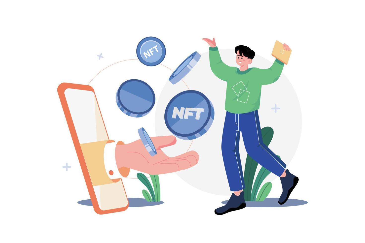 Digital Token NFT Illustration concept on white background vector