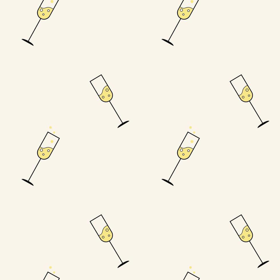 Champagne glass, seamless pattern, vector. vector