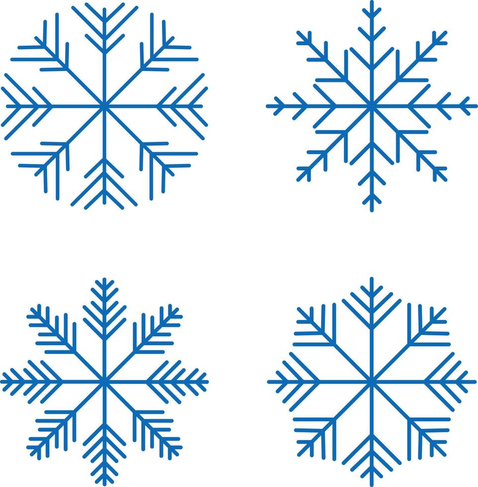 copos de nieve, vectores. conjunto de copos de nieve azules sobre un fondo blanco. vector