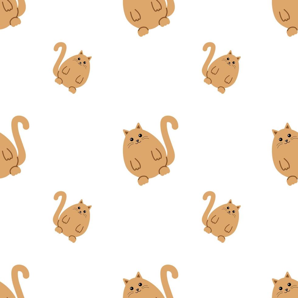 Ginger cat, seamless pattern, vector. vector