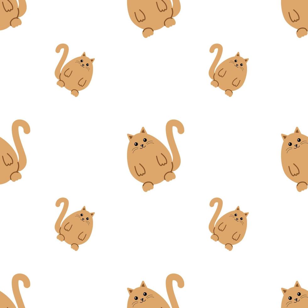 Ginger cat, seamless pattern, vector. vector