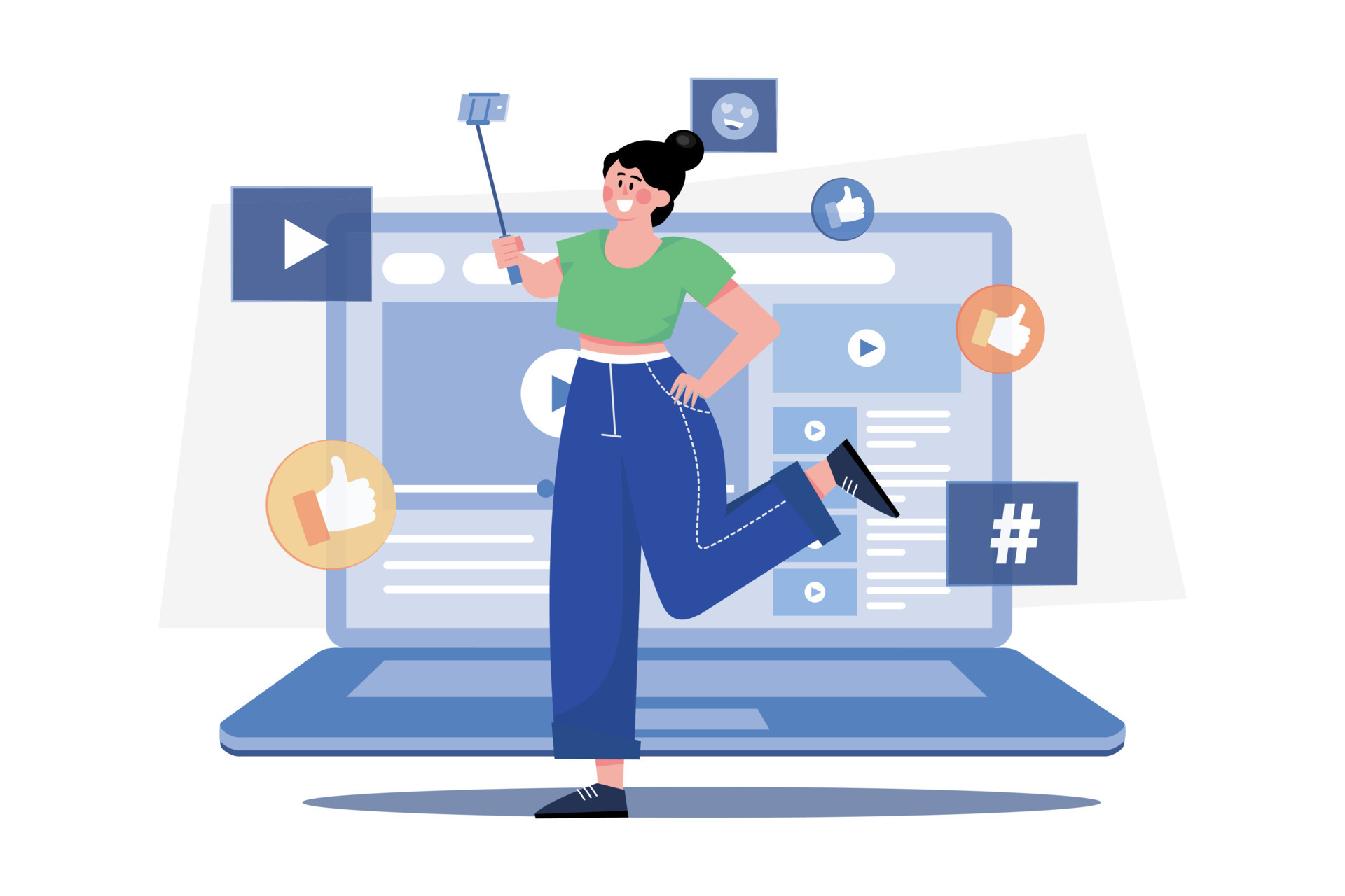 Content Creator Recording Video Illustration concept. A flat illustration isolated on white