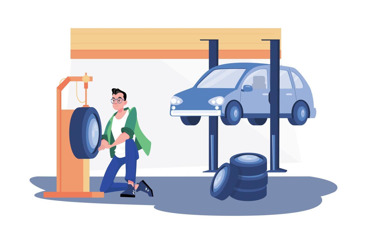 Tire Vulcanizing Repair Illustration concept on white background vector