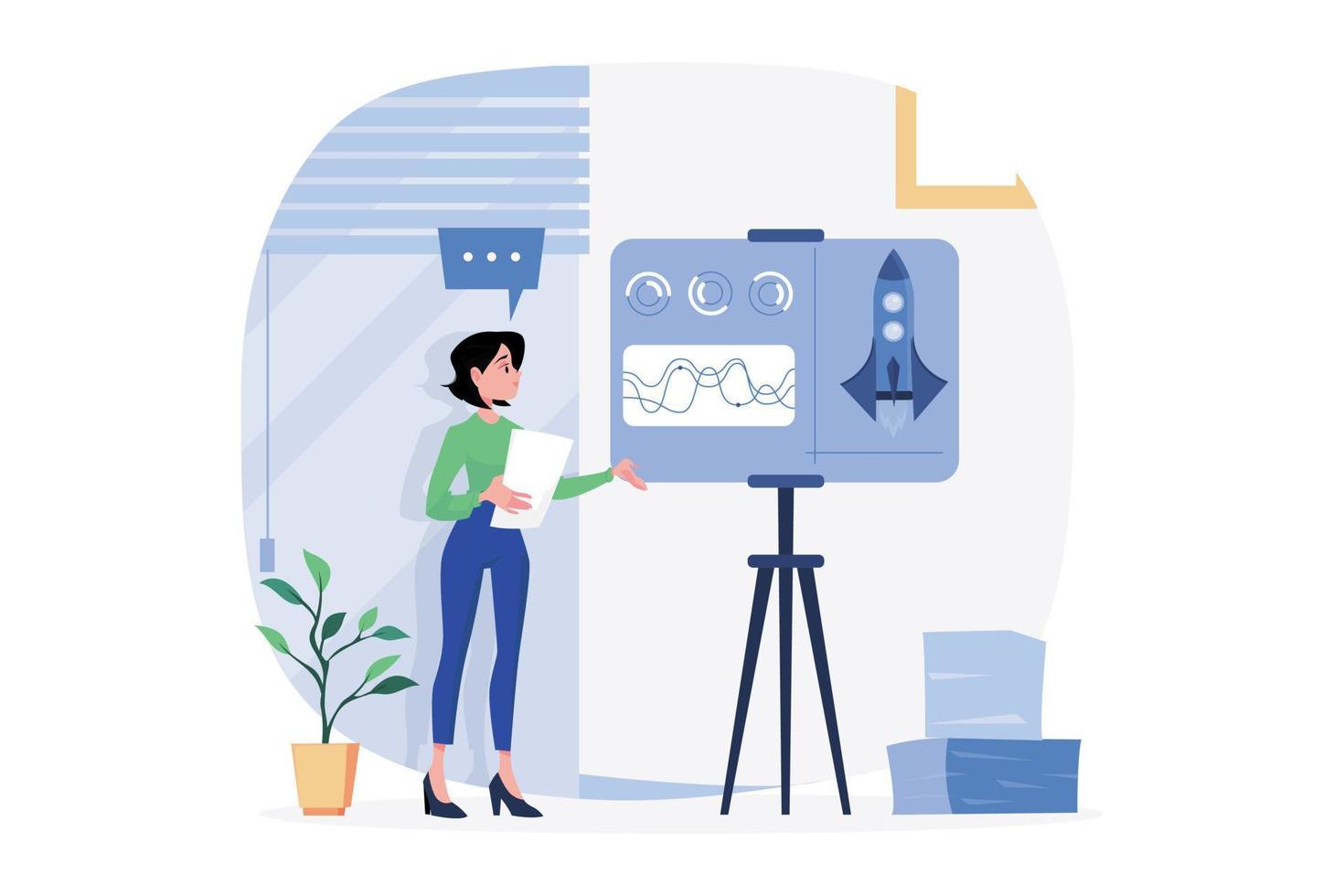 Businesswoman Working On Startup Plan vector