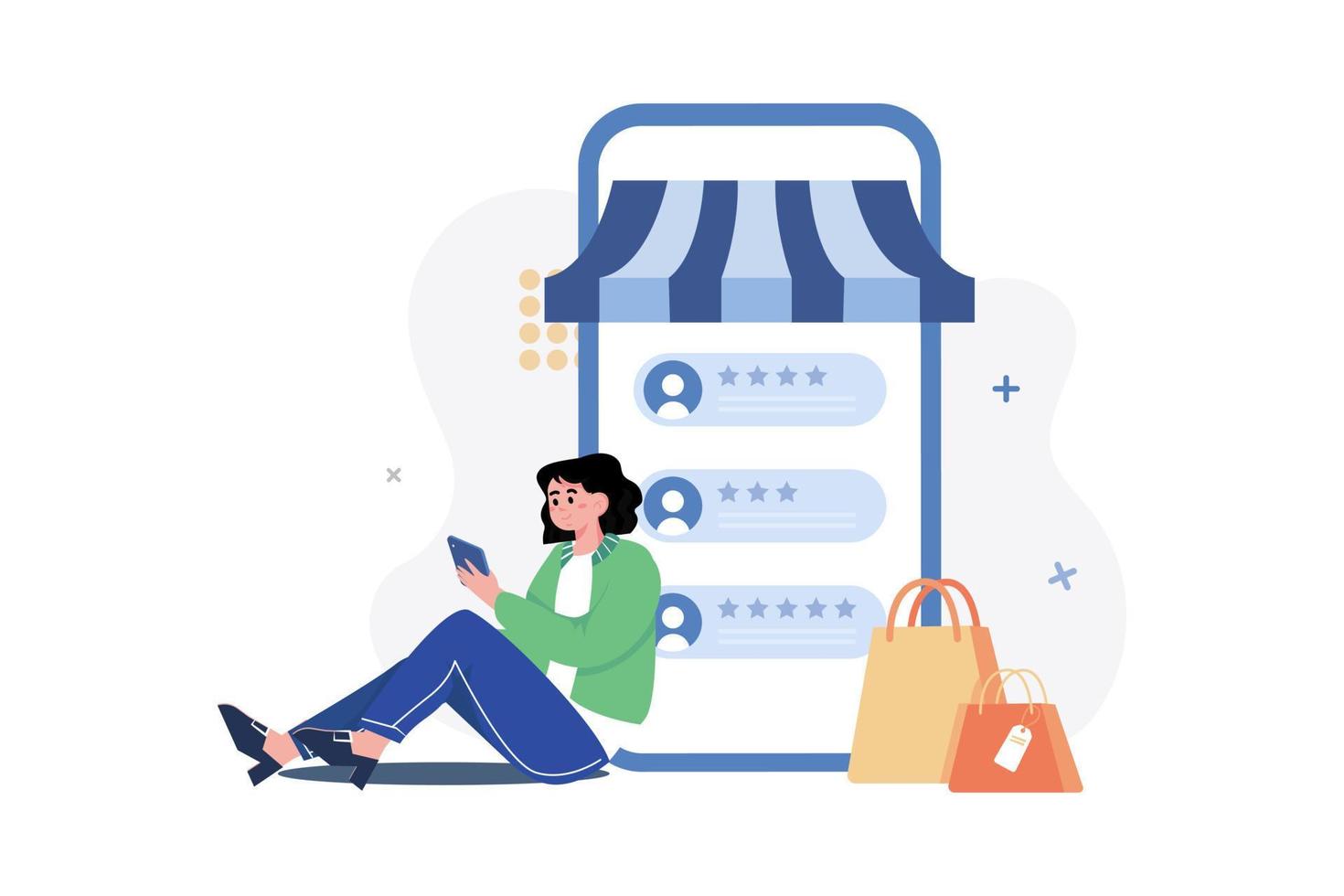 mujeres dando reseñas de compras en línea vector