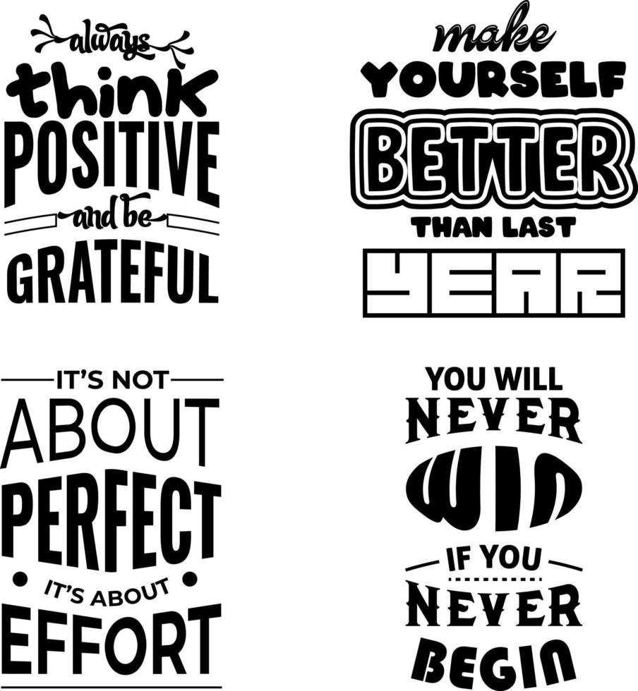 conjunto de diseño de letras de citas motivacionales vector