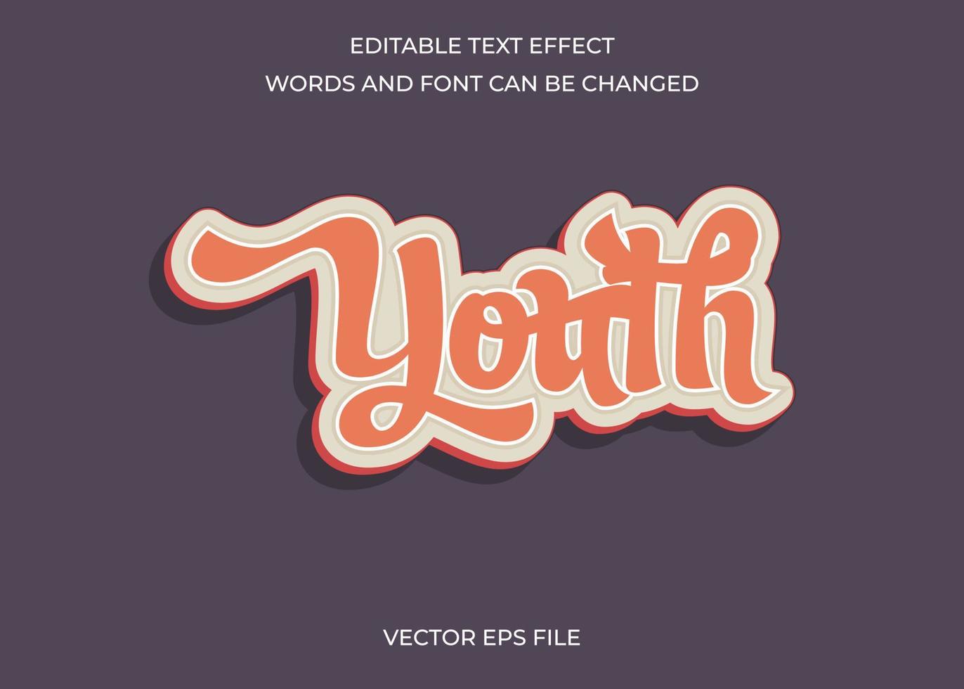 Editable youth text effect vector