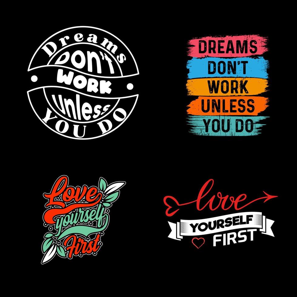 conjunto de diseño de camiseta de letras motivacionales vector