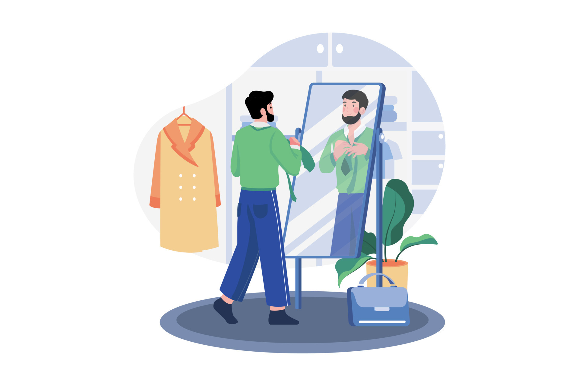 Man Getting Ready For Office Illustration concept. A flat illustration