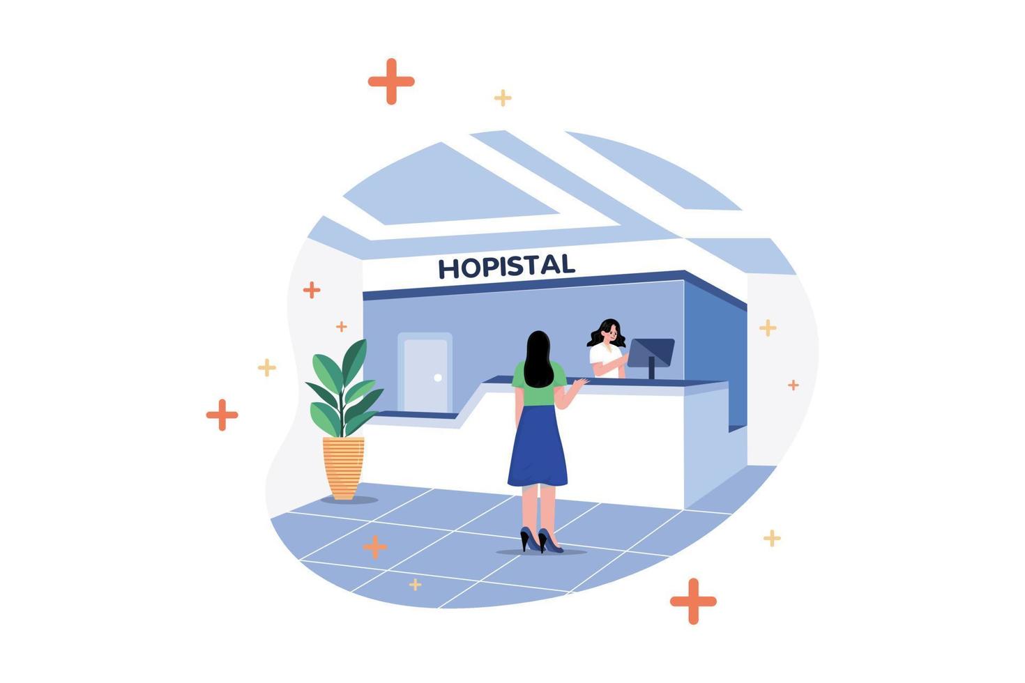 Hospital Reception Illustration concept. A flat illustration isolated on white background vector