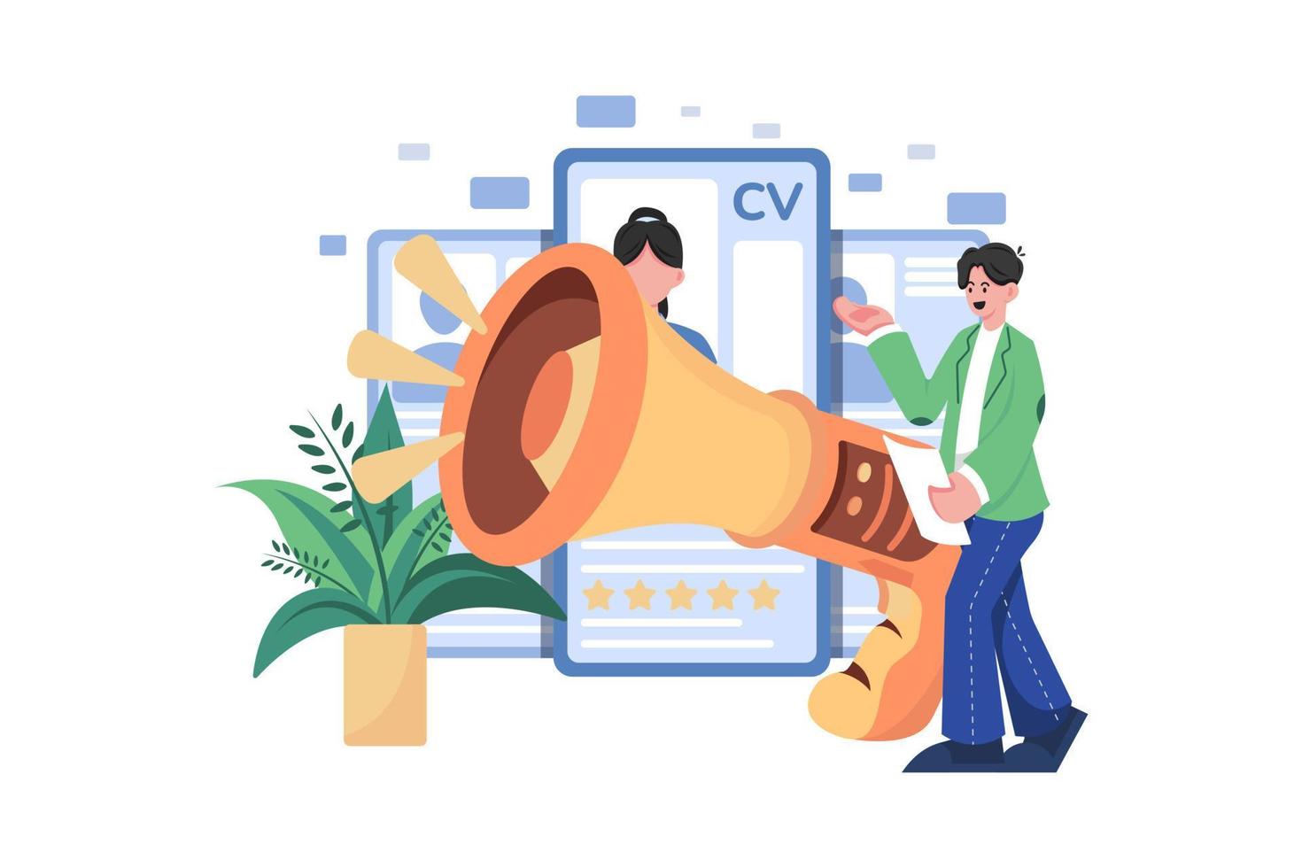 We Are Hiring Illustration concept. A flat illustration isolated on white background vector
