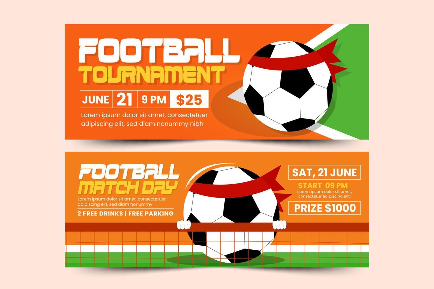 Football tournament sport event banner design template simple and elegant design vector