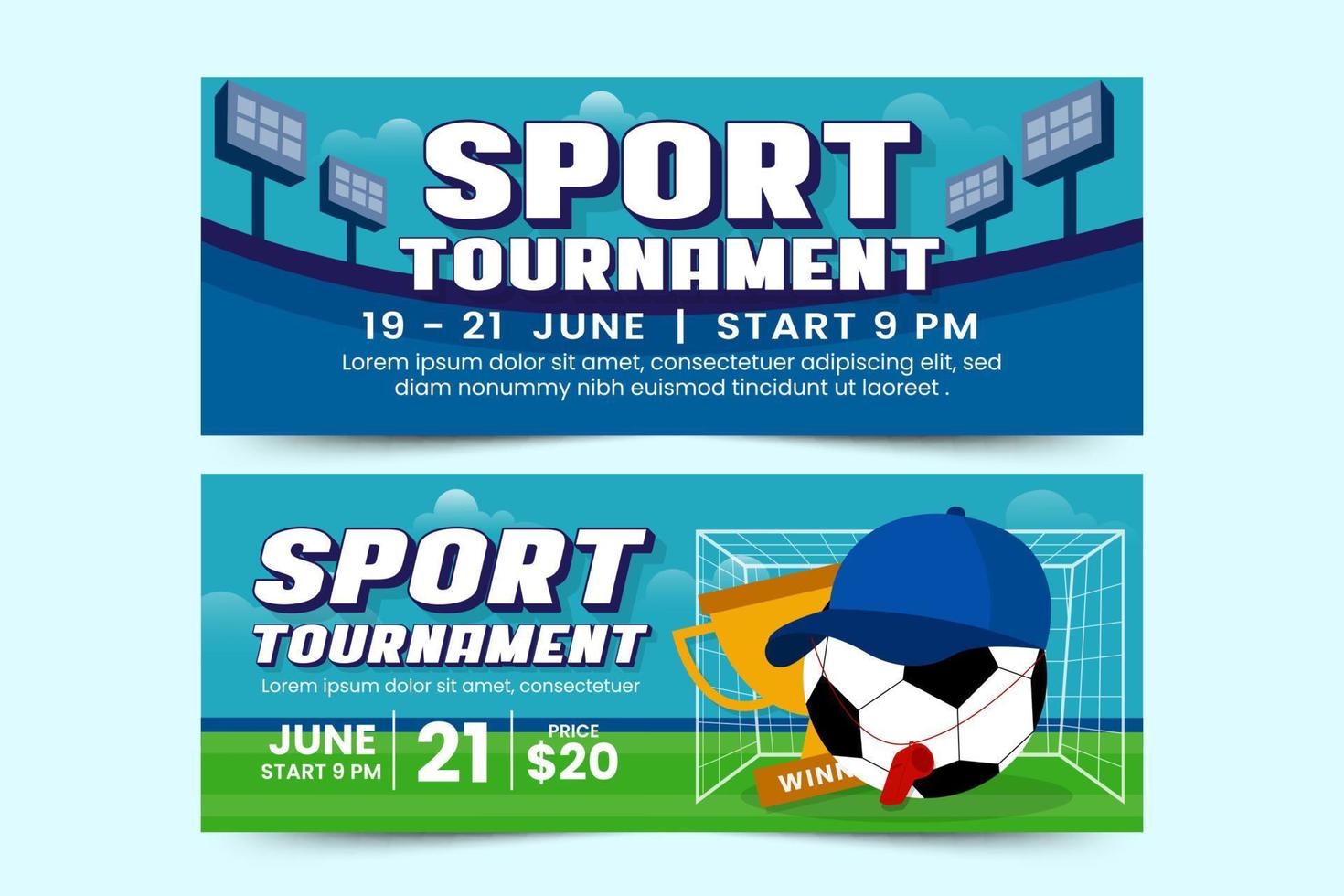 Football tournament sport event banner design template simple and elegant design vector