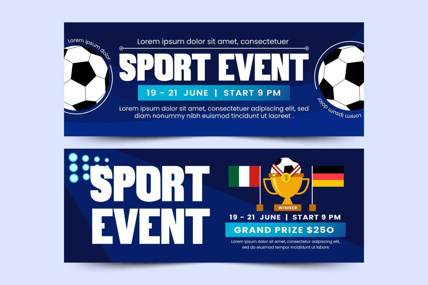 Football tournament sport event banner design template simple and elegant design vector