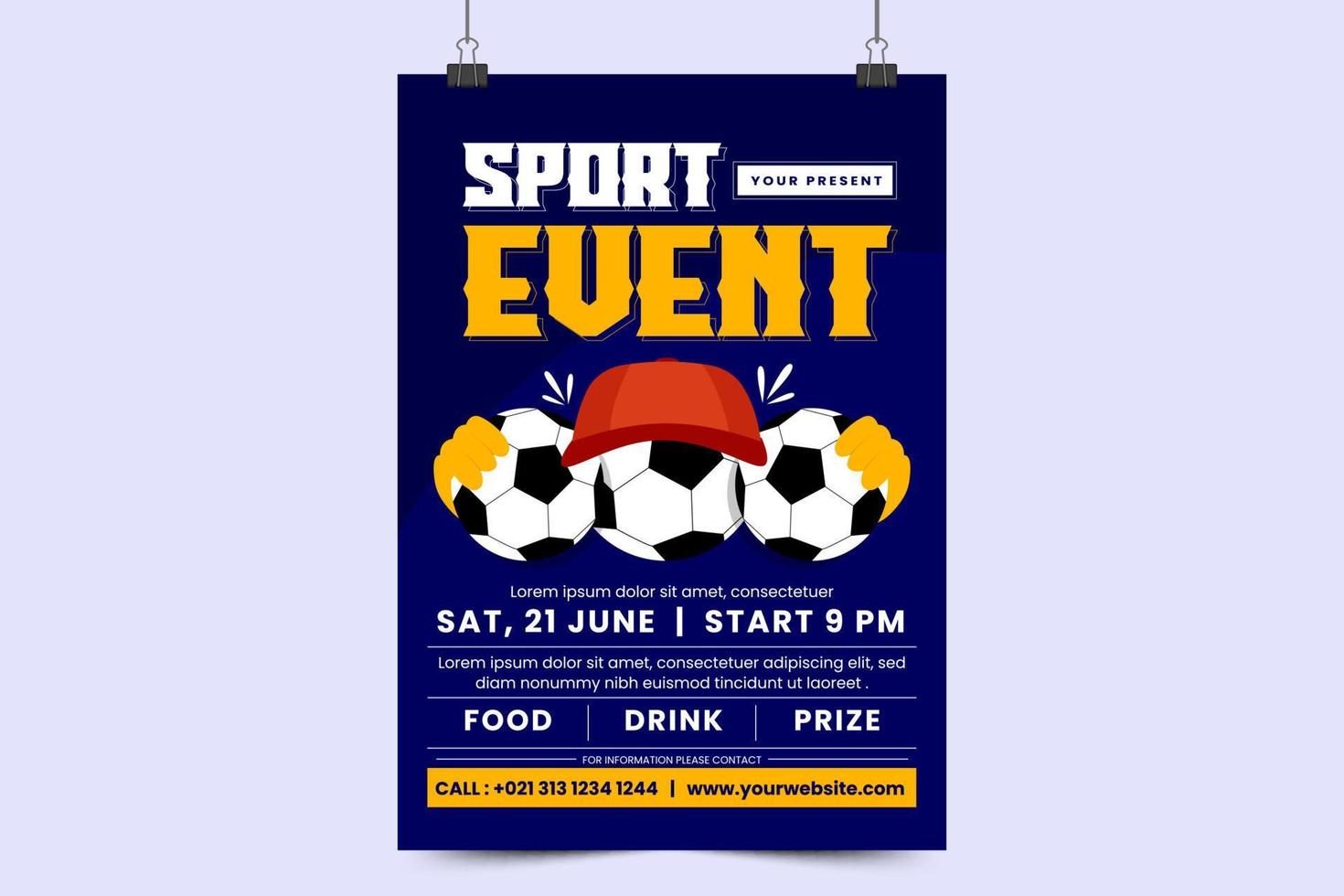 plantilla de diseño de volante o póster de evento deportivo de torneo de fútbol fácil de personalizar vector