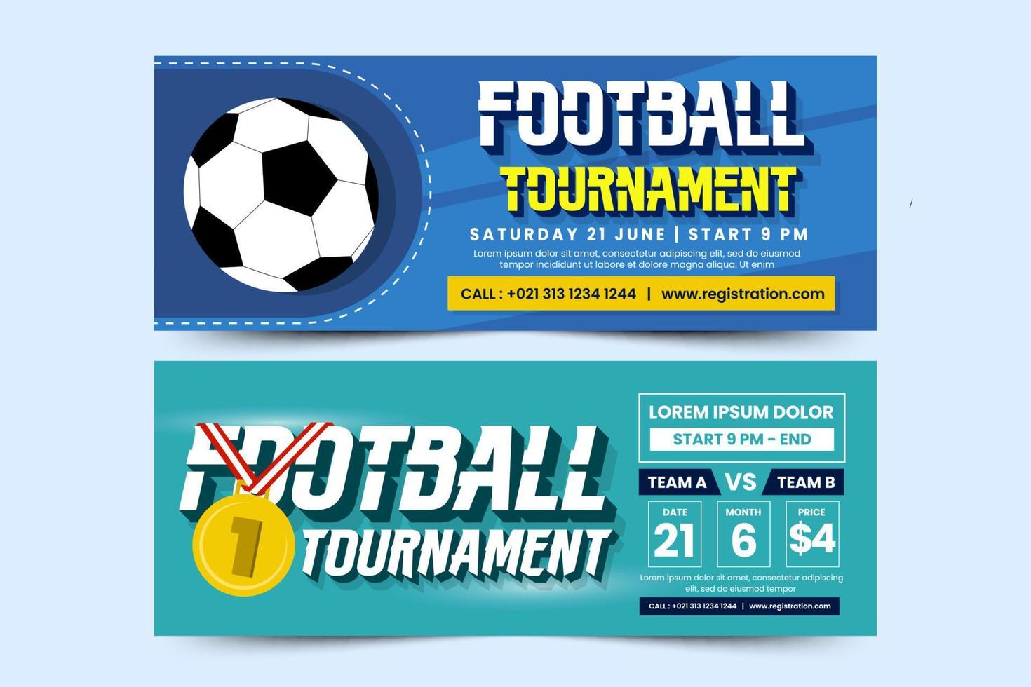 Football tournament sport event banner design template simple and elegant design vector