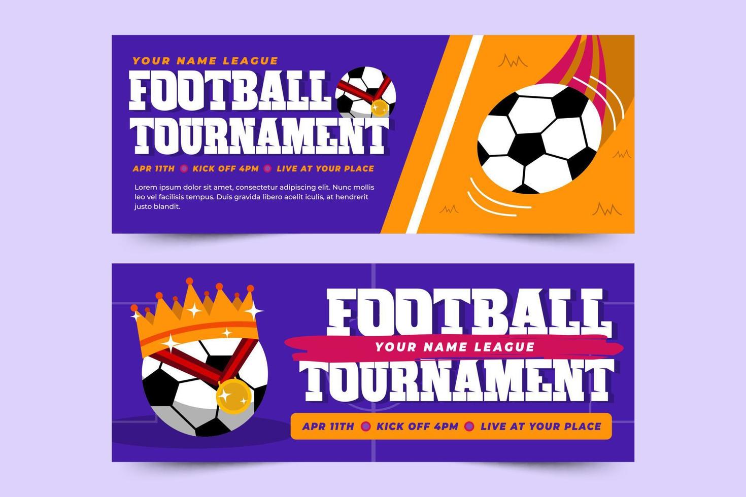 Football tournament sport event banner design template simple and elegant design vector