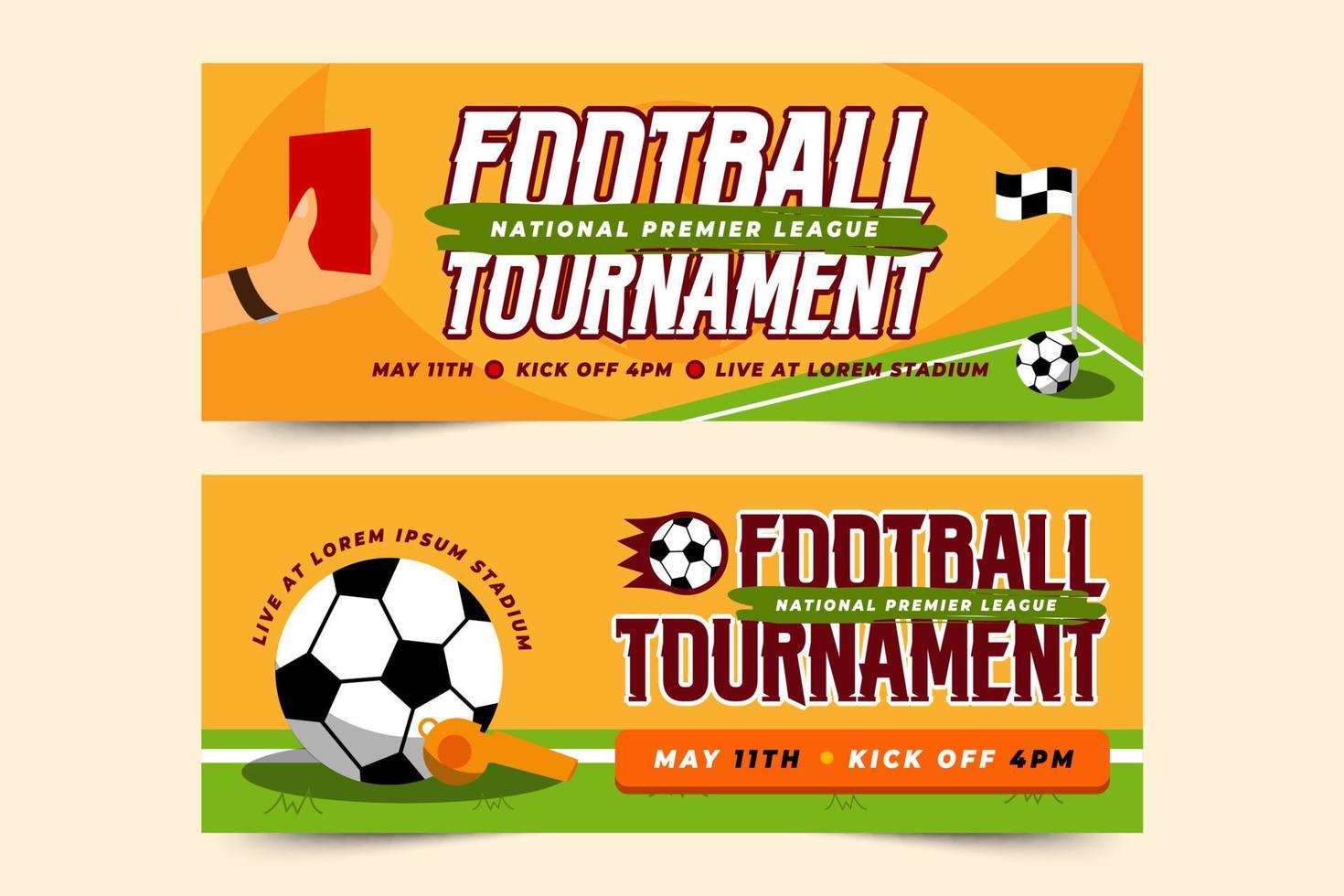 Football tournament sport event banner design template simple and elegant design vector