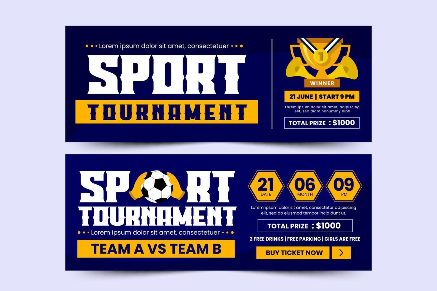 plantilla de diseño de banner de portada de evento deportivo de torneo de fútbol fácil de personalizar vector