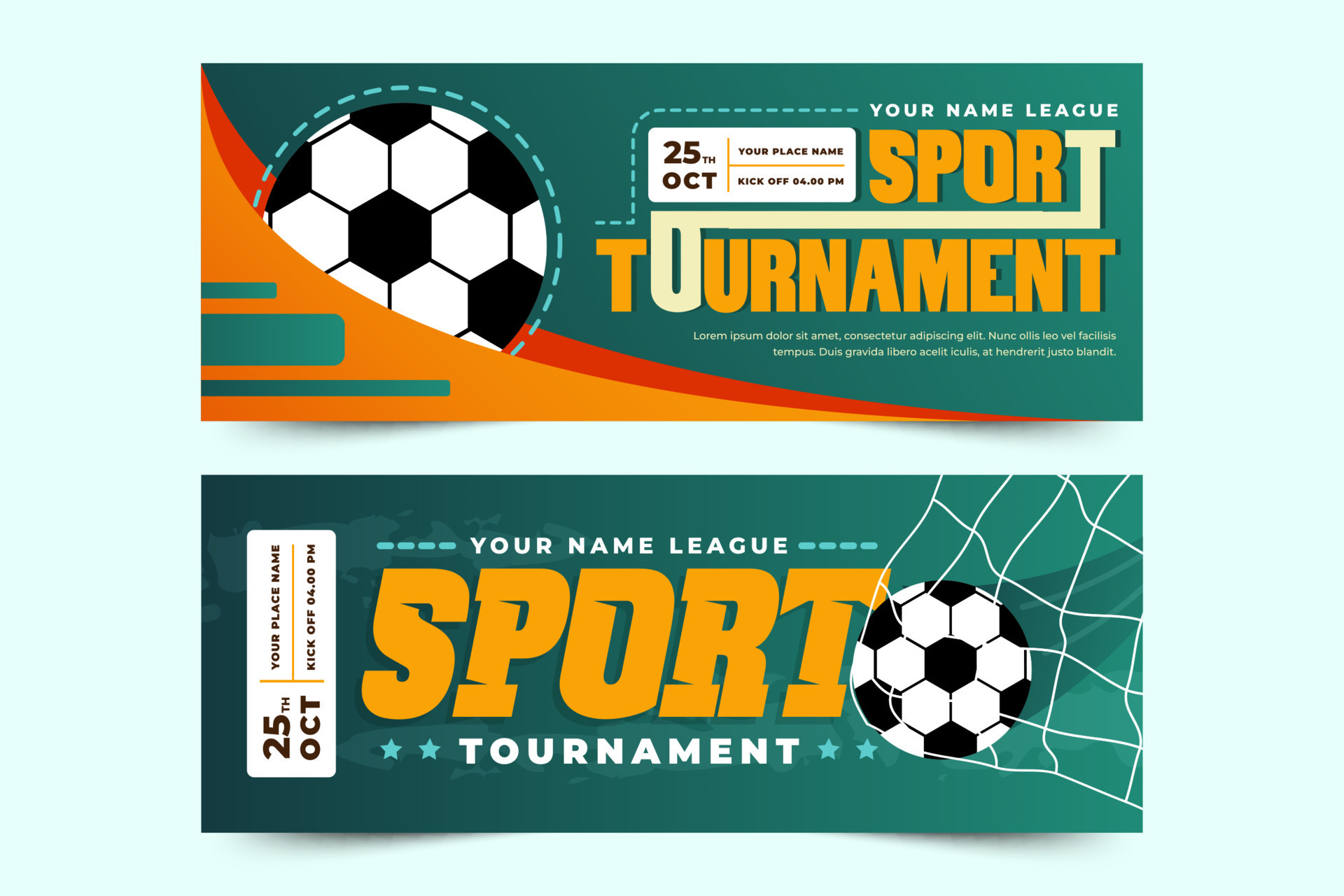 Football tournament sport event banner design template simple and