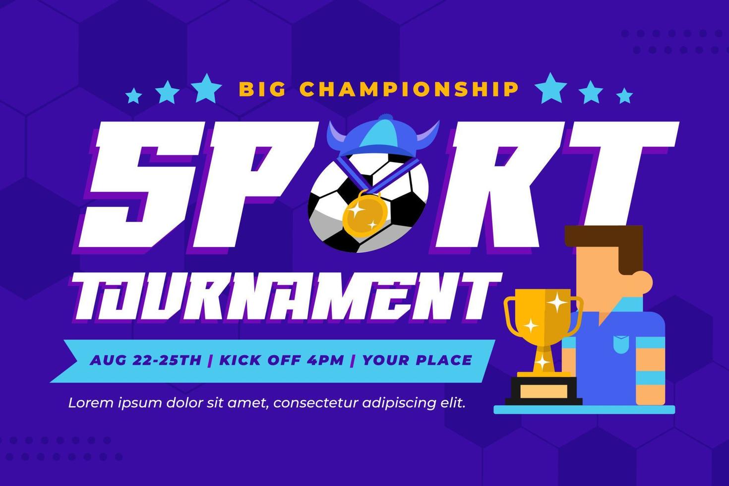 Football tournament sport event background design template easy to customize vector