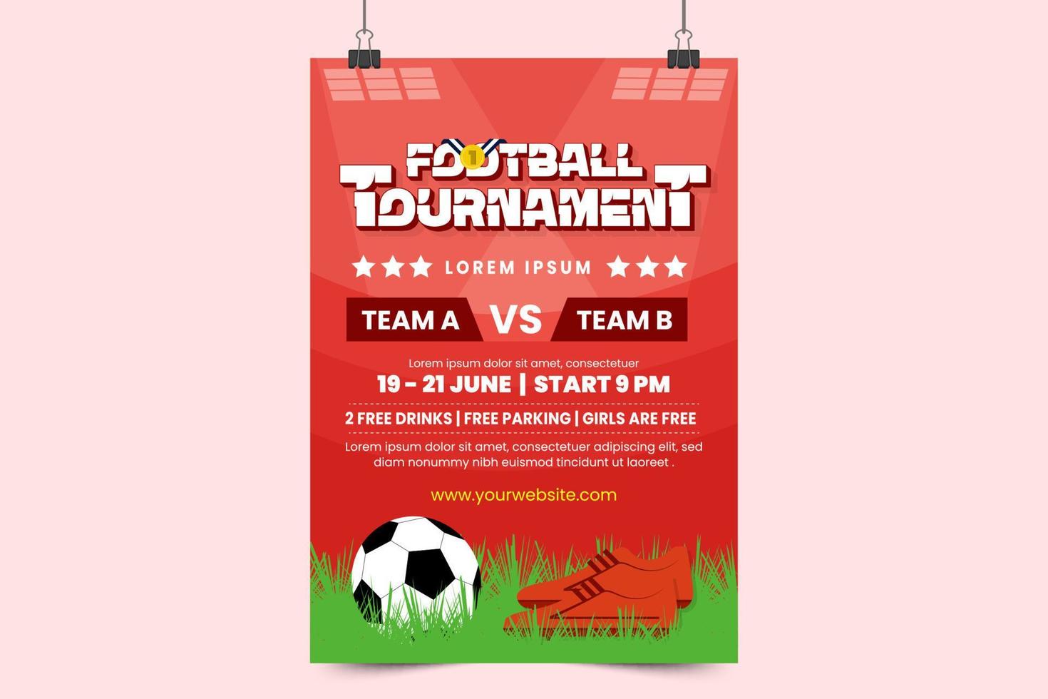 cartel de evento deportivo de torneo de fútbol o plantilla de diseño de volante diseño simple y elegante vector